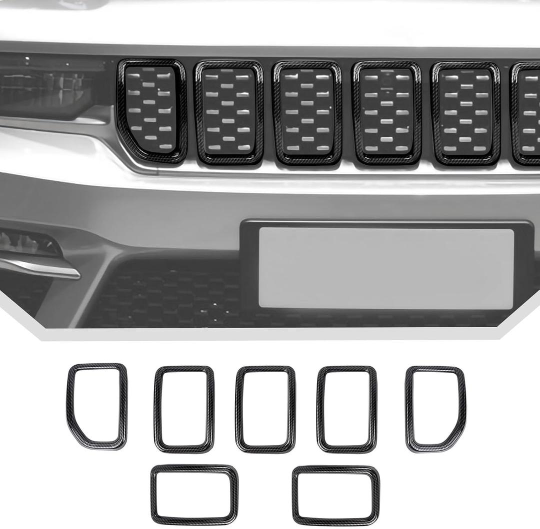 Carbon Fiber Grill Inserts for 2021+ Jeep Grand Cherokee Grill Cover Trim Accessories (7PCS)