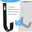 2 Pcs Wall Hooks for Hanging Heavy Duty, Coat Hooks Wall Mounted, Black Metal Screw in Hook Hangers for Hanging Towels Backpack Clothes Robe Bags Bathroom Closet Garage Outdoor + Screws(6.1")