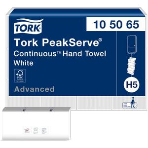 Tork PeakServe Continuous Hand Towel White H5, Advanced, Compressed, 12 x 410 sheets, 105065