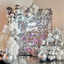 Silver Shimmer Wall Backdrop - 24 Pcs Square Sequin Panels for Birthday Party, Wedding, Anniversary