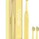 MySmile DY156 Electric Toothbrush for Adults, Rechargeable Sonic Battery Toothbrush Portable with 3 Brush Heads, 2 Mins 5 Modes Smart Timer, 45000VPM, One Charge for 60 Days - Yellow