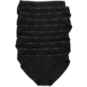 Hanes Women's Underwear Pack, Classic Cotton Bikini Panties, 10-Pack, All Black, 8
