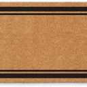 Natural Coco Coir Heavy Duty Backing Doormat - Large Cute Non-Slip Front Door Welcome Mat for Outside Entrance or Porch Entry, Brown (17x30, Border)