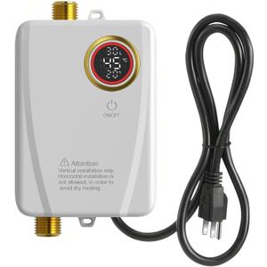 Tankless Water Heater Electric 110V, 3000W Instant Portable On-Demand Hot Water for Sink, RV Kitchen, Camping, Digital Display (White),Use in Environments Above 32F, Lower Flow = Higher Heat