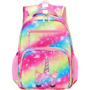 RHCPFOVR Kids Backpack for Girls - Girls Backpack 3-8 Ages Unicorn for Kids 15 Inch School Bookbag for Kindergarten Elementary School Bookbag for Girl 1st 2nd Grade