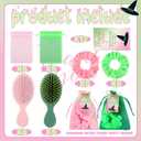 Meanplan 12 Set Pink Green Witch Party Favors Gifts Mini Hairbrush Hair Scrunchies with Cards and Bag for Birthday Party Supplies