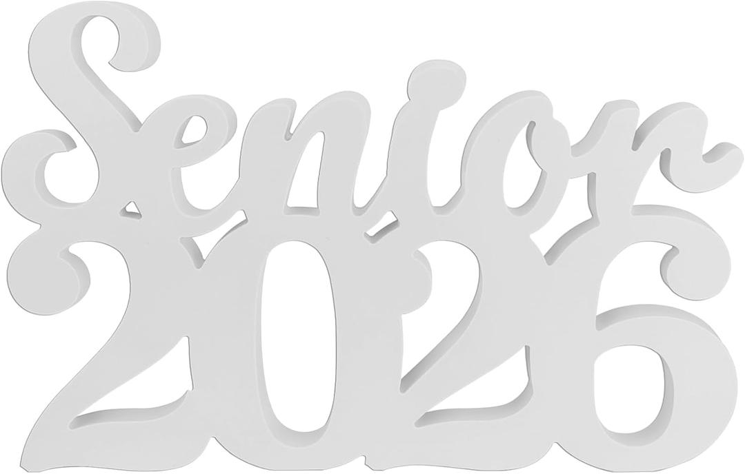 3 x Senior 2026 Sign Graduation Decorations, White Faux Wooden Photo Props, 2026 Graduation Table Decorations for Any Schools Party