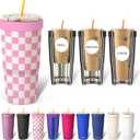 Frost Buddy Togo Buddy 30 oz Stainless Steel Vacuum Insulated Tumbler To Go Coffee Cup  Iced Coffee Cups, Iced Coffee Sleeve, Travel Mug, Thermal Cup for Hot & Cold Drinks Dunkin Cup (Pink Checkered)