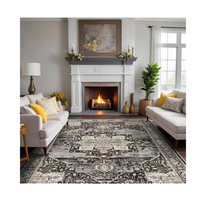 RUUGME Washable 8x10 Area Rugs - Large Rugs for Living Room Stain Resistant Carpet Vintage Rugs for Bedroom with Non Slip Backing Home Decor Floor Decoration Mat (8x10 Black)