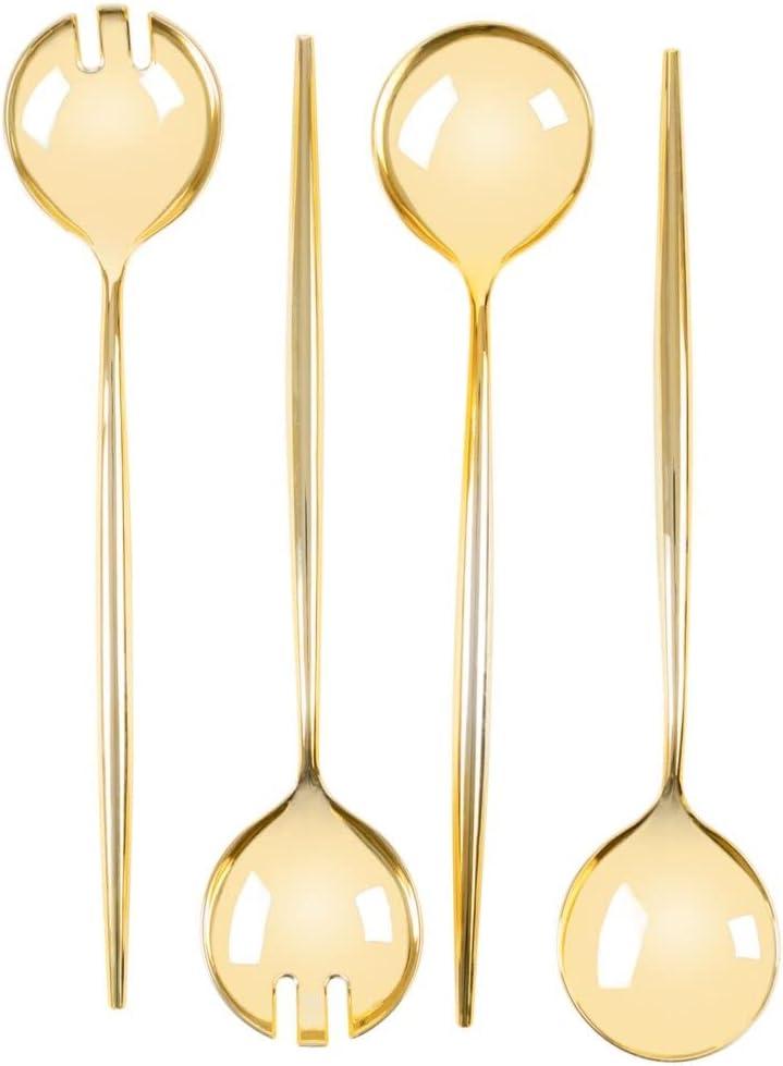 Blue Sky Novelty Gold Serving Spoon & Spork Set, 96 Count Bulk Disposable Plastic Serveware for Buffets, Parties, Catering & Holidays