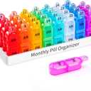 Daviky Monthly Pill Organizer 2 Times a Day - 30 Day Pill Box AM PM, BPA Free One Month Medicine Organizer Twice Daily, 31-Day Case to Hold Vitamins, Supplements & Medication