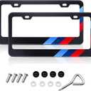 2PCS Matte License Plate Frames fit for BMW Aluminum Alloy 3 Color License Plate Cover Holder fit for All BMW License Plates Universal License Plate Covers Accessories for Front and Rear Car Tags