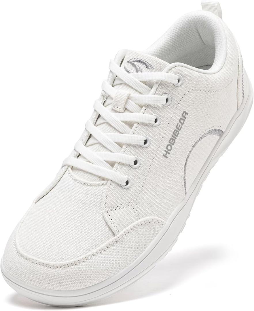 HOBIBEAR Unisex Wide Toe Shoes Minimalist Barefoot Canvas Sneakers Lace-up Walking Shoes for Men Women, EUR 39