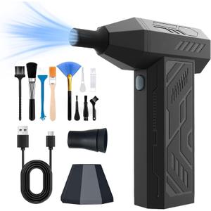 Compressed Air Duster-130,000 RPM Super Power Electric Air Duster 4-Gear Adjustable Cordless Air Blower Rechargeable for Computer, Keyboard, House, Outdoor