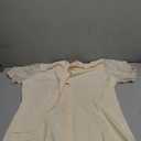Belle Poque Womens Vintage Victorian Shirts Cotton Long Sleeve Ruffle Button Down Casual Blouses Tie Neck Work Tops, XL, Beige