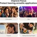 Fita+ Soft Reusable Ear Plugs for Noise Reduction up to 33dB, 7 Pairs XS/S/M/L, Soft Silicone Ear Plugs for Sleeping, Noise Cancelling for Work, Focus - Purple