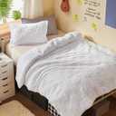 Joiedomi Tufted Twin Comforter Set, 2 Pieces White Boho Twin Bedding Set with 1 Plaid Geometric Comforter and 1 Pillow Sham, Checkered Bed in a Bag for All Seasons