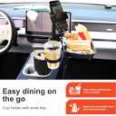 Car Large Cup Holder Expander, 5-in-1 Cupholder Extender with Phone Holder & Swivel and Detachable Snack Food Tray Table for Eating, Travel Essentials for Road Trips for Driver. Model C