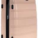 Rockland Melbourne Hardside Expandable Spinner Wheel Luggage, Checked Large 28", Champagne