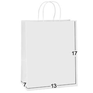 Bag Dream Kraft Paper Bags 13x7x17 50Pcs White Gift Bags with Handles Bulk Large for Shopping, Party Favors, Retail, Merchandise, Grocery Recyclable Paper Sacks