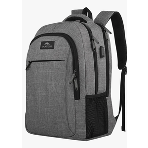 MATEIN Travel Laptop Backpack, Business Anti Theft Slim Sturdy Laptops Backpack with USB Charging Port, Water Resistant College School Computer Bag Gift for Men & Women Fits 15.6 Inch Notebook, Grey