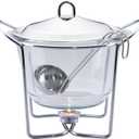 4 Quart Soup Warmer | Soup Tureen for Parties Buffet, Stainless Steel Soup Chafer with Glass Serving Dish and Ladle