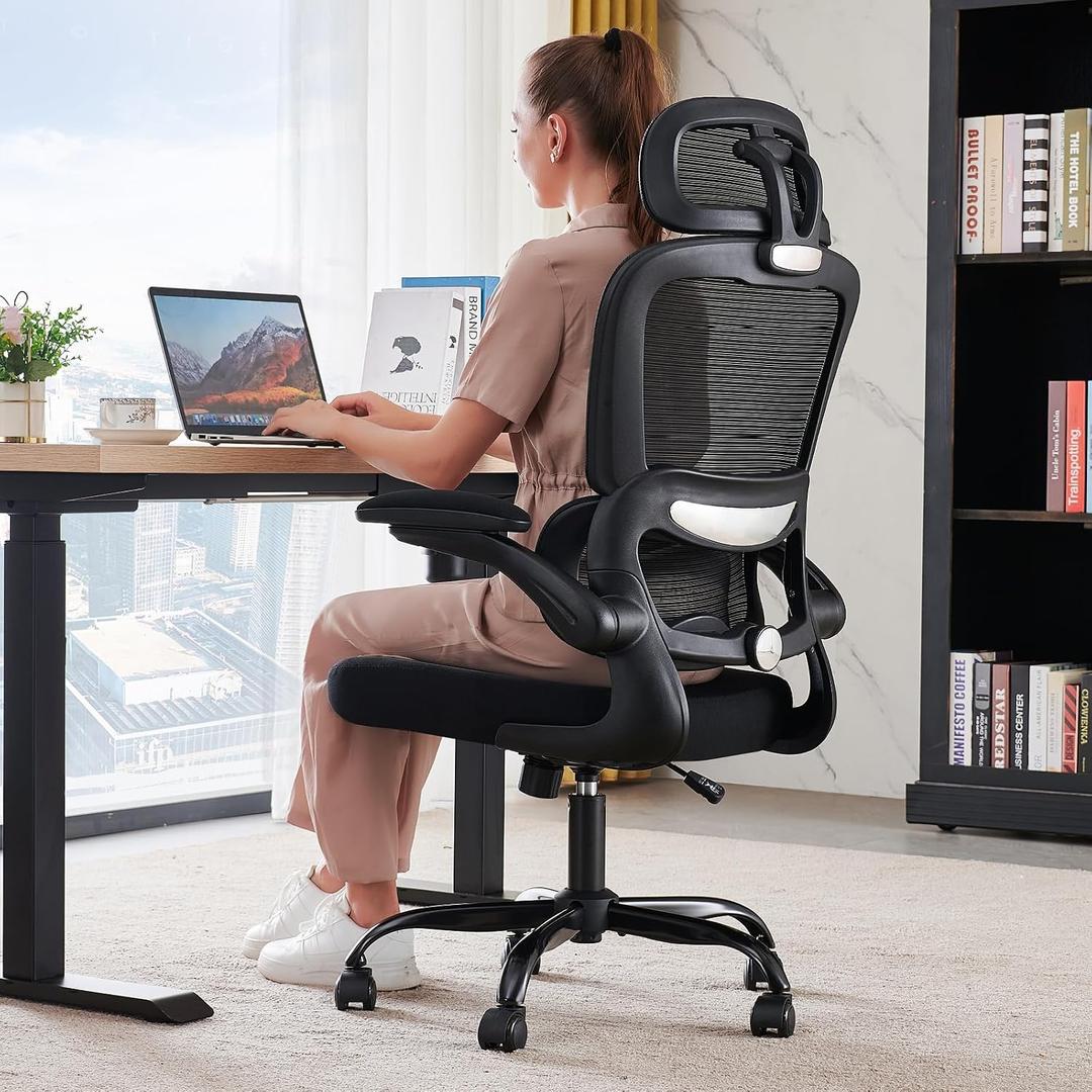 TRALT Office Chair Ergonomic Desk Chair, 330 LBS Home Mesh Office Desk Chairs with Wheels, Comfortable Gaming Chairs (Black)