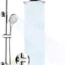 BRIGHT SHOWERS Rain Shower Heads System Including 9 Inch Rainfall Shower Head and Handheld Shower Head with Height Adjustable Holder, Solid Brass Rail and 60" Long Stainless Steel Shower Hose, Chrome