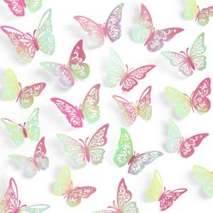 9 x 60 Pcs 3D Butterfly Cake & Wall Decor - 5 Styles, 3 Sizes, Laser Purple