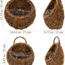 Yardwe 2Pcs Woven Wall Hanging Flower Baskets, Rattan Hanging Planters for Indoor Plants, Rustic Wall Decor Storage Containers, 12.20 X 10.62 X 4.72 Inches