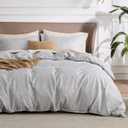 Bedsure Duvet Cover Queen Size - Soft Cationic Dyed Duvet Cover Set for Kids with Zipper Closure, 3 Pieces Bedding Set(Grey, 90"x90")