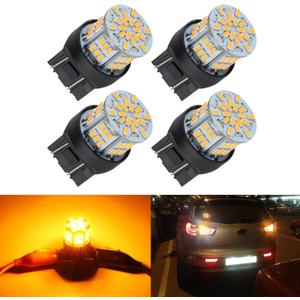 4PCS 7443 LED Bulb Turn Signal Light 12V-24V Super Bright 7440 T20 LED Replacement Light Kit Set for Car Tail Brake Turn Signal Lights - Amber Yellow