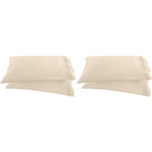 Elegant Comfort 1500 Thread Count Embroidered Egyptian Quality Luxurious Silky Soft Wrinkle & Fade Resistant 2-Piece Pillowcase, Standard/Queen Size, Beige (Pack of 2) (Cream)