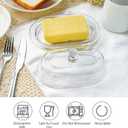 7 inch Glass Butter Dish with Lid, Clear Covered Butter Dish for Countertop, Elegant Butter Holder for Kitchen Dining Table Decor