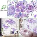 Amaonm 8 sheets of 12x24 inch Large 3D Colorful Flower Wall Decal Purple Red Flowers Plants Vine Wall Stickers Murals DIY Peel and Stick Rose Peony Floral Home Wall art Decor Wallpaper for Kids Girls