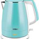 Electric Kettle(BPA Free), Double Wall Water Boiler Heater, Stainless Steel Interior, Cool Touch Coffee Pot & Tea Kettle, Auto Shut-Off and Boil-Dry Protection, 1.5L