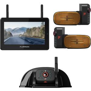 Furrion Vision S+ RV Observation System with 7" Monitor, Left/Right Side Cameras with LED Marker Lights, Sharkfin, Infrared Night Vision, Live Streaming, Wide Viewing Angle - FOS7HTAEN