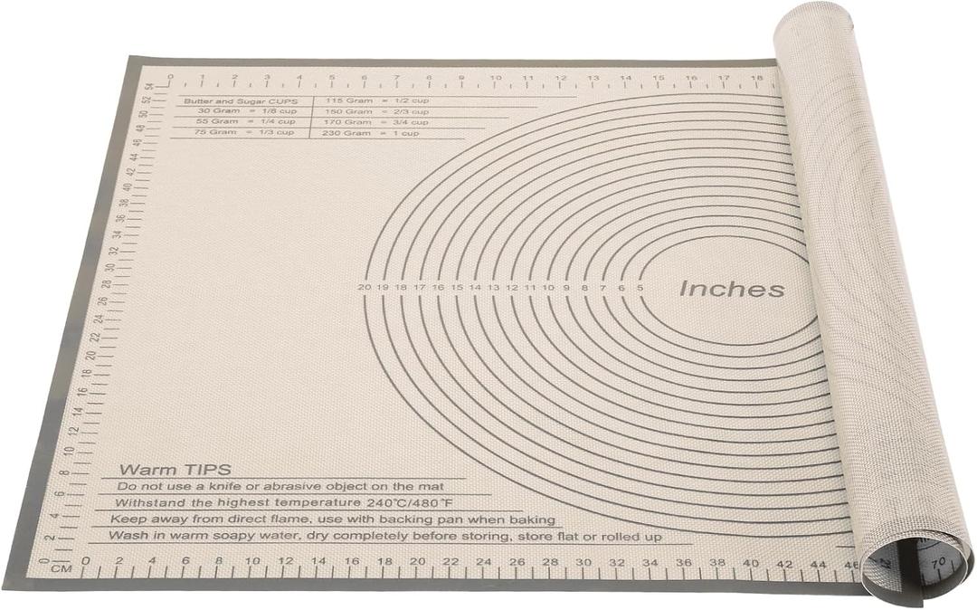 Silicone Pastry Mat 34x26 Inch - Nonstick Baking Mat Perfect for Dough, Pastry, Pie Crust, Fondant, Bread, Cookies, Pasta, Pizza (Gray)