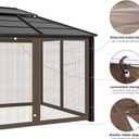 Gazebo Replacement Mosquito Netting Outdoor Universal Gazebo Canopy 4-Panels Screen Sidewalls with Zipper for Patio Garden (Coffee, 10x12)