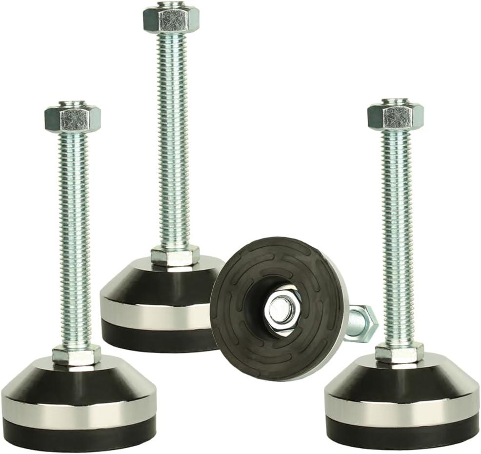 Heavy Duty Leveling Screw Leg,Leg Leveler 2.36" Dia Base,Adjustable Leveling feet M12 Thread, 1300 Lb Capacity,Capacity for Workbench, Machine, Cabinet, (D60xM12x100,4 Pcs,Black)