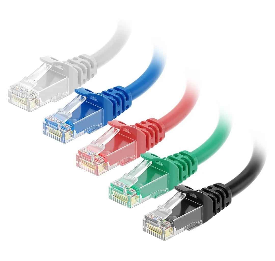 Cable Matters 10Gbps 5-Color Combo Snagless Cat 6 Ethernet Cable - 5ft, Cat 6 Cable, Cat6 Cord, Ethernet Cord, Multicolored (Black, Blue, White, Green, Red)