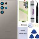 Rear Back Glass Replacement for Samsung Galaxy S24 Ultra 6.8-inches with Reparing Toolkit(Titanium Gray)