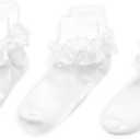 Jefferies Socks Big Girls' Frilly Lace Socks 3 Pair Pack (Medium, White)