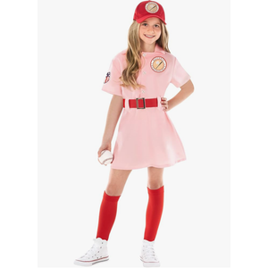 Morph Kids Baseball Costume Girls Peach Pink Baseball League Costume Outfit Halloween Costume For Girls 12-14 years