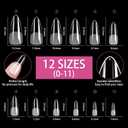 2 x Long Almond Soft Gel Nail Tips: 240Pcs Pre-Shaped Half Matte False Nail Tips Full Cover Acrylic Clear Fake Nails Extension for Manicure Home DIY 12 Sizes