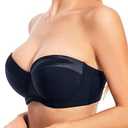 Women's Push up Strapless Bra with Clear Straps for Big Bust, Never Move On Party Band Size 42D