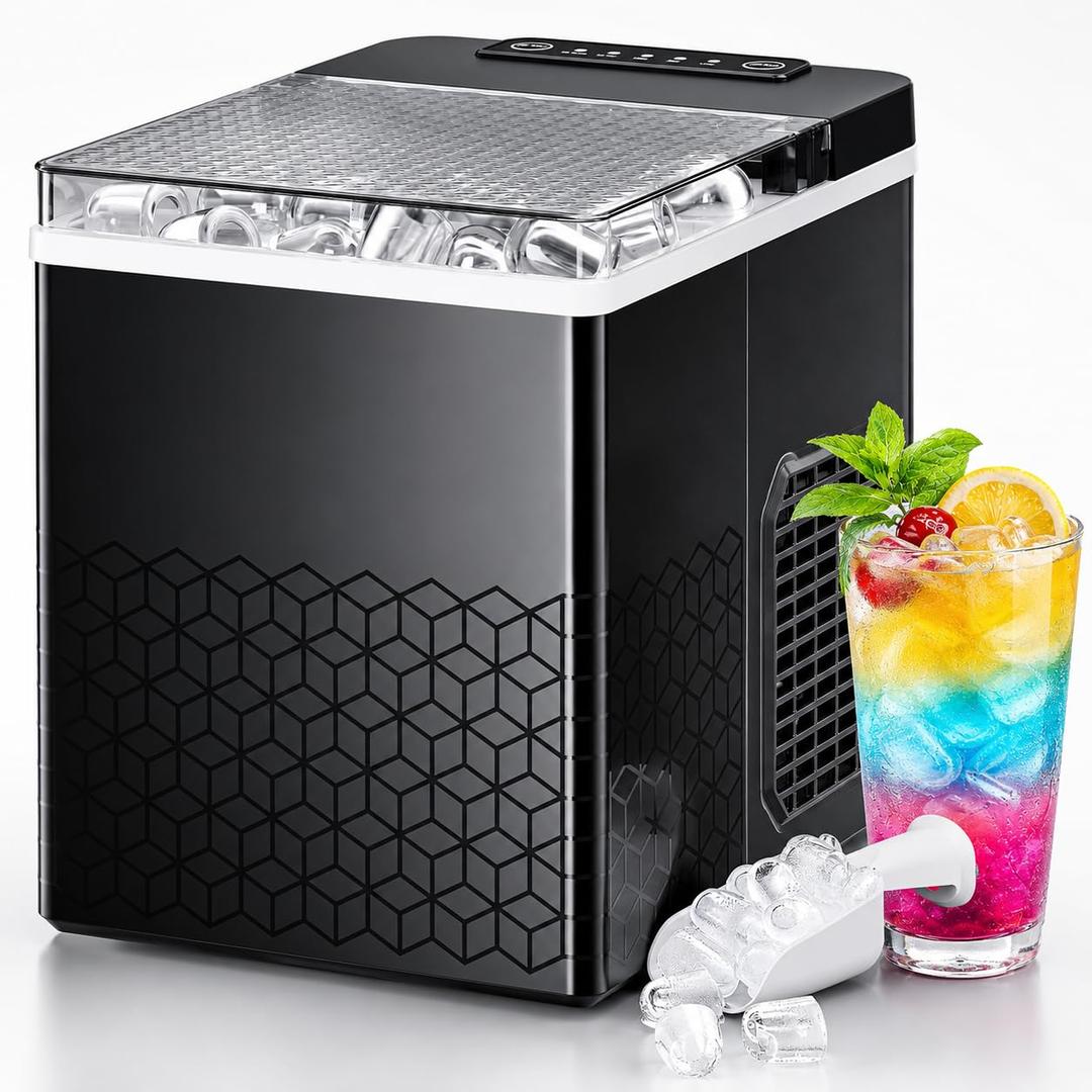Kismile Ice Maker Countertop, Small Ice Maker for Home, Black