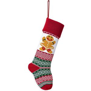 Large Christmas Stockings Xmas Fireplace Hanging Stockings Burgundy Red Knit Stocking Gingerbread Man Stockings Gift Holding Bag for Home Christmas Decorations Party Favor Supplies