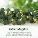 Eucalyptus Garland with Lights, 2 Packs 6FT Artificial Lighted Garland, Spring Summer Green Faux Garlands for Indoor Outdoor Home Decor Table Runner Wedding Arches Centerpieces Backdrops Decor