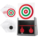 BB Gun Target Trap, Airsoft and Pellet Gun Shooting Targets With 10pcs Paper Target, Resetting Metal Silhouettes for Backyard, Outdoor, Indoor - Small Size